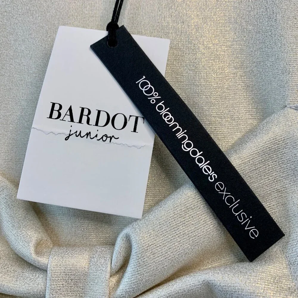 BARDOT JUNIOR Shimmer Party Dress Girls 6 NEW Big Bow Wool Blend Gold Cream NWT - Picture 8 of 9